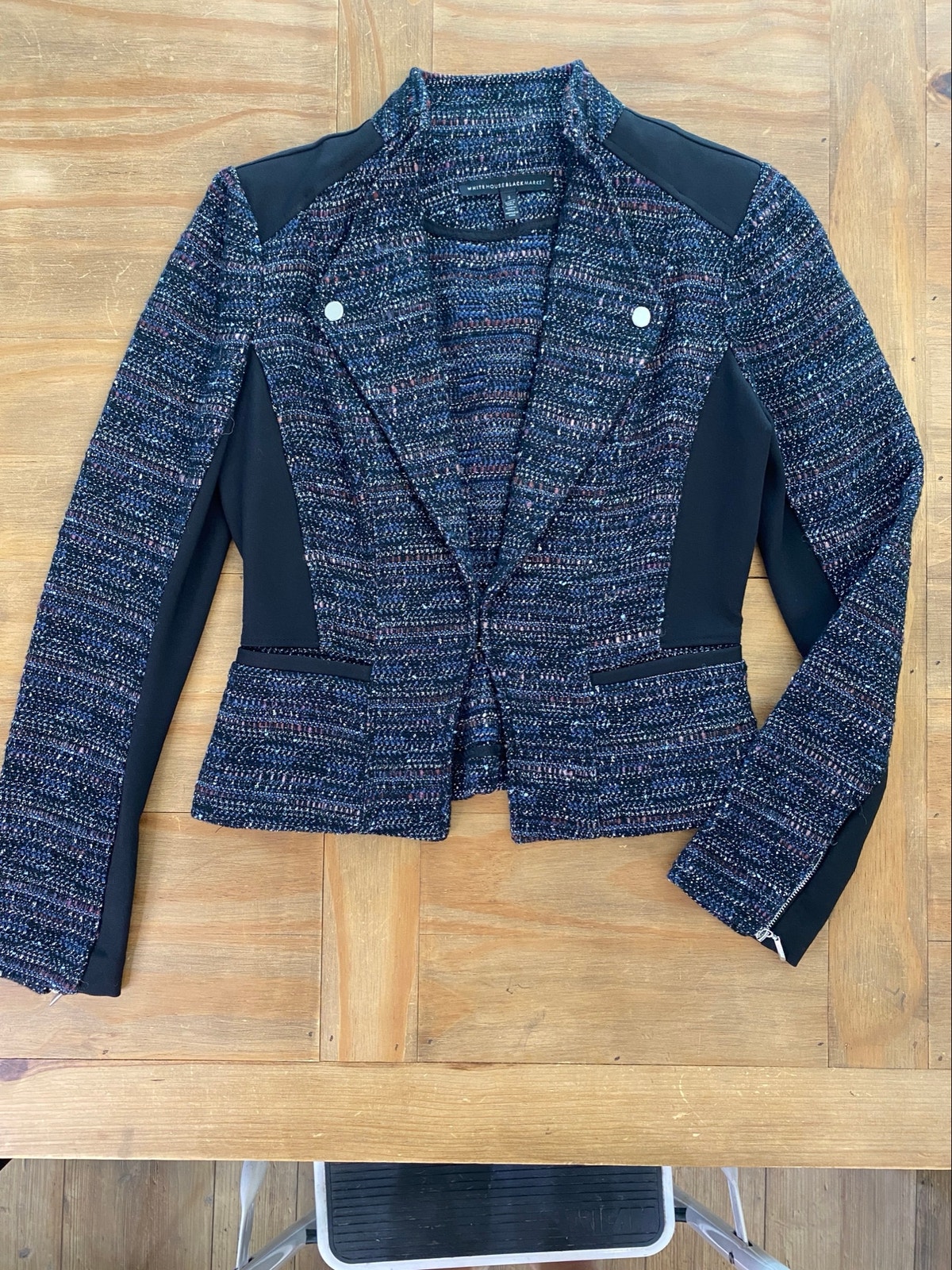 White House Black Market Tweed Moto Style Women’s Jacket Size 2